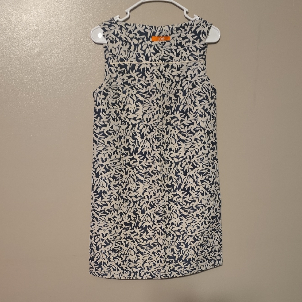 Joe Fresh Women's S/P Navy Blue & White Print Sleeveless Shift Dress